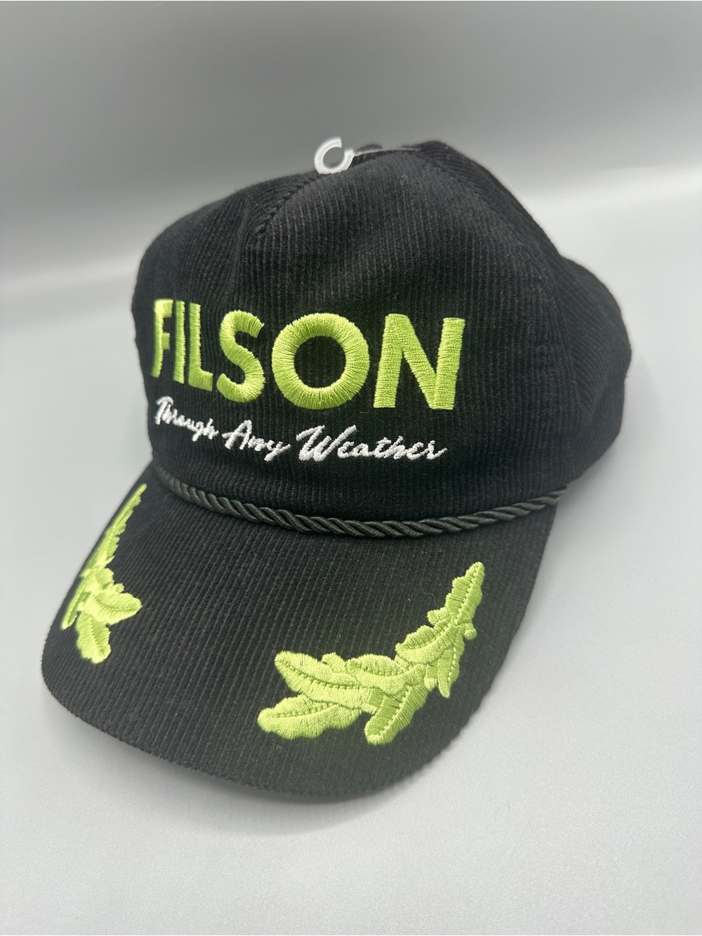 Filson Rope Forester Baseball Cap Corduroy Adjustable Hat Cap Black Green
